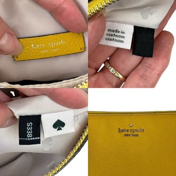 Kate Spade Jackson Triple Gusset Crossbody Bag Pebble Leather Vibrant Canary - Picture 14 of 16